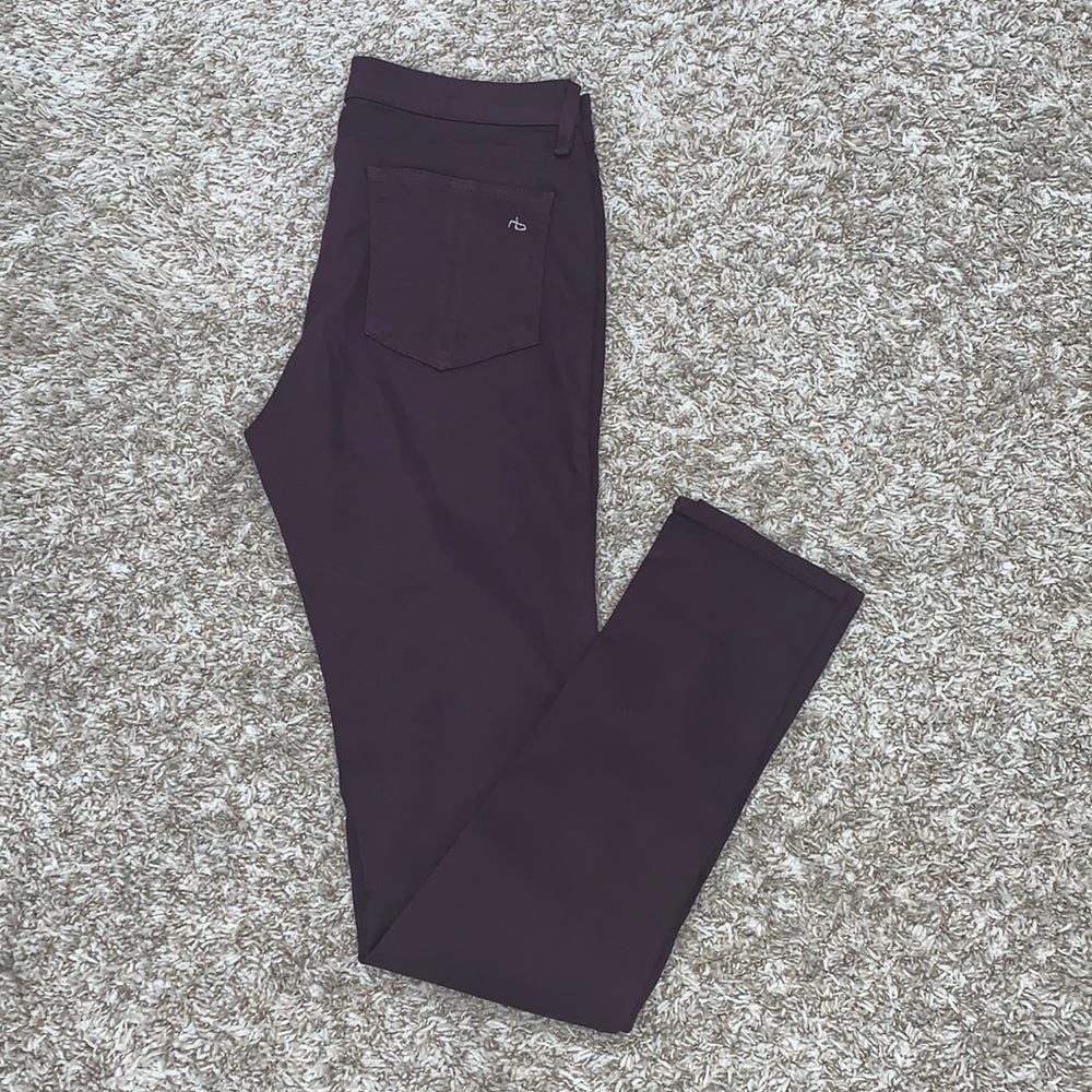 Jeans; slightly worn; burgundy color